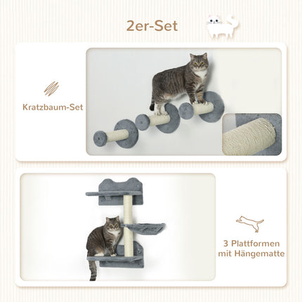 Cat tree with jumping tower, 3 scratching posts, hammock