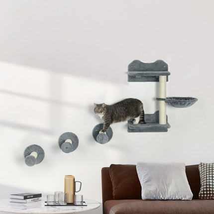 Cat tree with jumping tower, 3 scratching posts, hammock