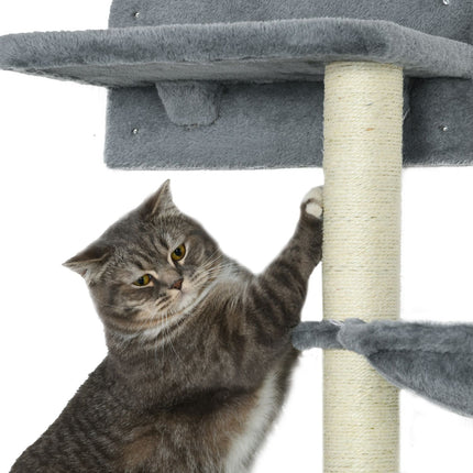 Cat tree with jumping tower, 3 scratching posts, hammock