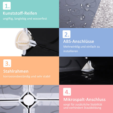 Modulares Schuhregal/Schuhschrank – 16 Fächer, Schwarz/Weiß