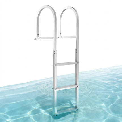 Dock Ladder, Removable 3-Step Aluminum, 500 lb, Anti-Slip