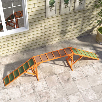 Pont d'agilité pour chiens, équipement d'agilité avec barre de sécurité, surface antidérapante, pour jardin, 325 x 55 x 69 cm, orange