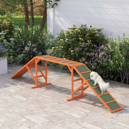 Pont d'agilité pour chiens, équipement d'agilité avec barre de sécurité, surface antidérapante, pour jardin, 325 x 55 x 69 cm, orange