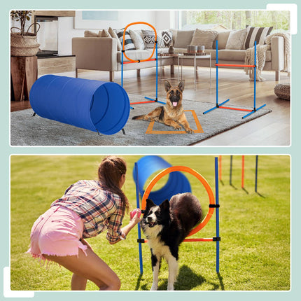 Dog Agility Course Set with Tunnel, Hurdles, Slalom