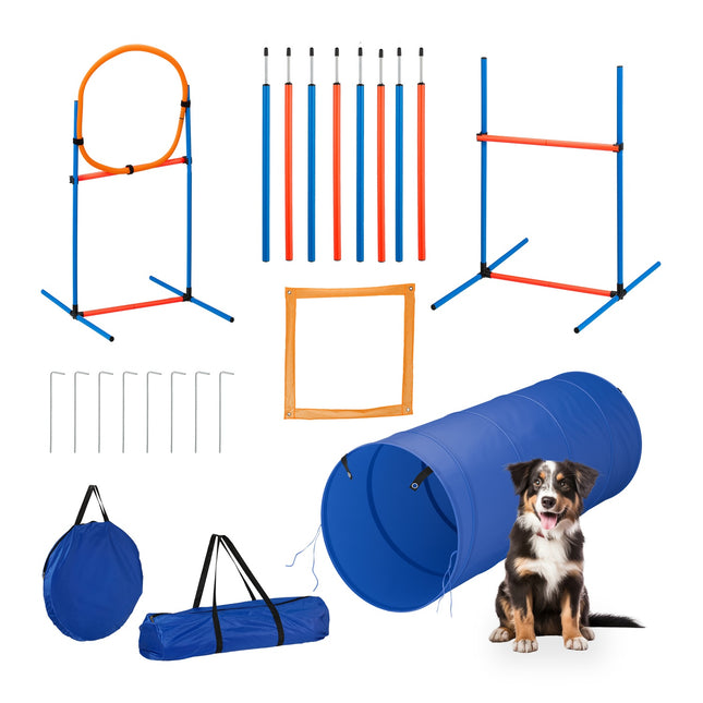 Dog Agility Course Set with Tunnel, Hurdles, Slalom