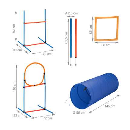 Dog Agility Course Set with Tunnel, Hurdles, Slalom