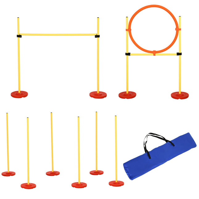 Agility sada překážek pro psy, trénink 3 v 1, přenosná, žlutá