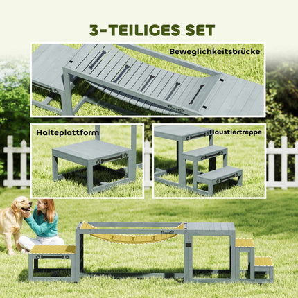 Hundesport-Agility-Set – 3-teilig Kiefernholz, 40 kg Tragkraft