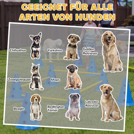 Agility sada pro psy – 6dílná tréninková sada s 12 kužely, 6 překážek