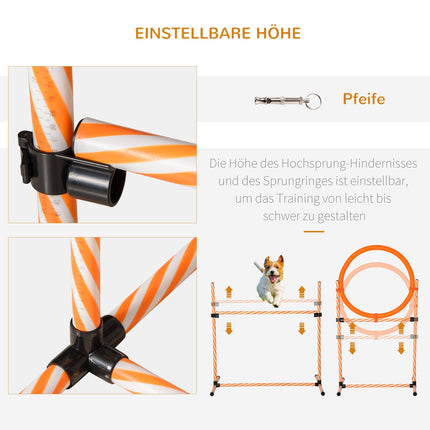 Agility tréninková sada pro psy s tunelem, přenosná oranžová/bílá