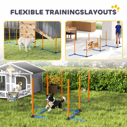 Dog Agility Set, Portable with Adjustable Slalom Poles