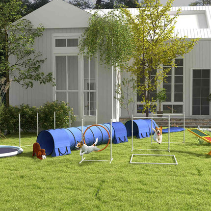 Hund Agility-Set mit verstellbaren Hindernissen und Tunnel