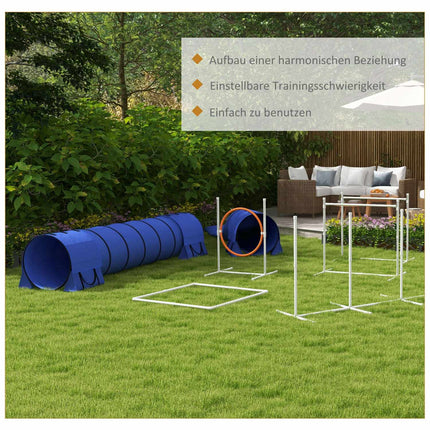 Hund Agility-Set mit verstellbaren Hindernissen und Tunnel