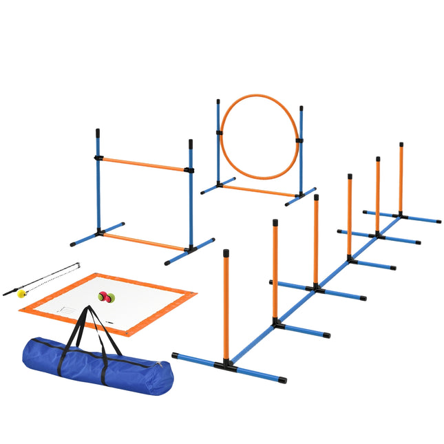 Agility sada pro psy, nastavitelné překážky a slalomové tyče, 9 dílů