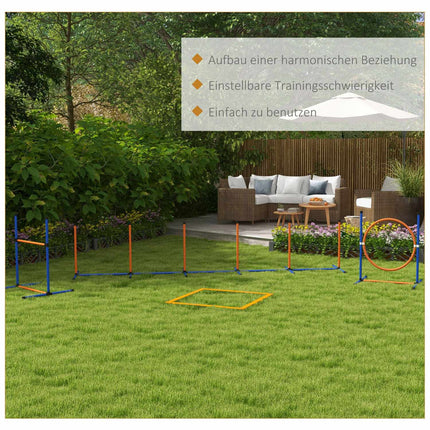 Agility sada pro psy - nastavitelná překážka a skokový kruh, 4dílná