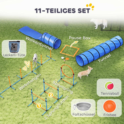 Agility sada pro psy s nastavitelnými skoky a tunelem