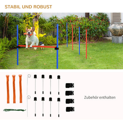 Agility cvičební sada pro psy, tréninková sada 3 v 1, modrá/červená