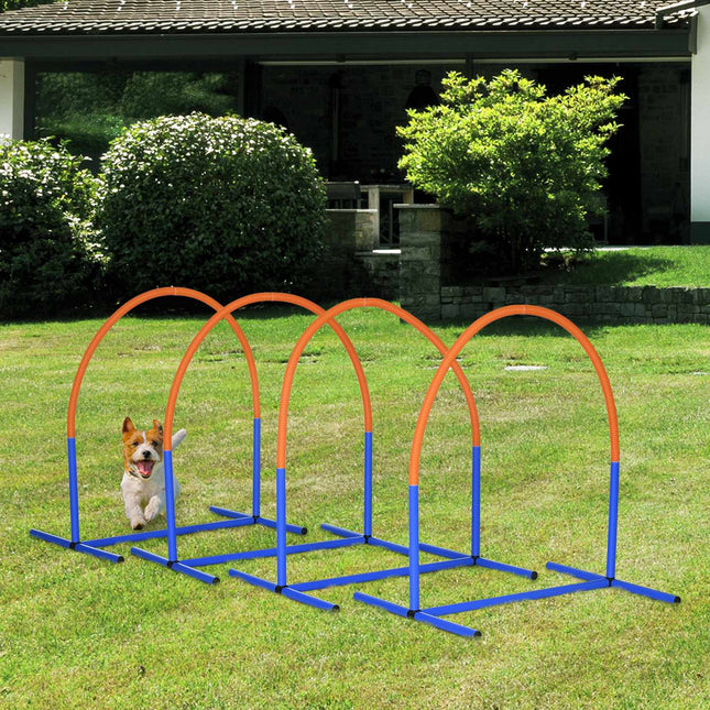 Agility tréninková sada pro psy, 4dílná s taškou, modrá/oranžová