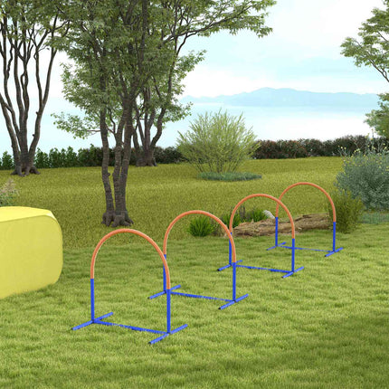 Agility tréninková sada pro psy, 4dílná s taškou, modrá/oranžová