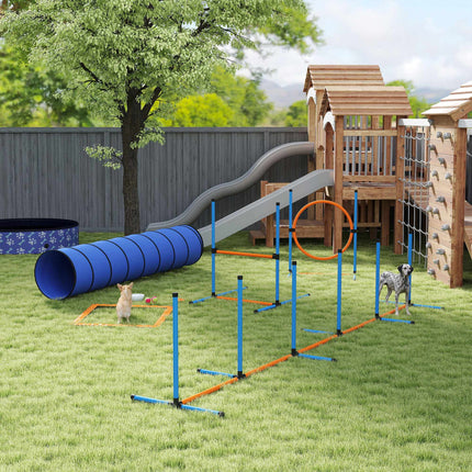 Dog Agility Training Set, 8-Piece with Tunnel & Hurdles