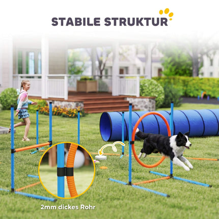 Dog Agility Training Set, 8-Piece with Tunnel & Hurdles
