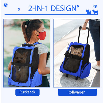 Hundetasche 2-in-1, atmungsaktives Oxford-Gewebe, blau