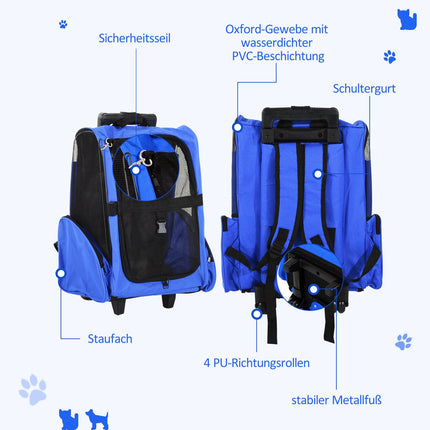 Hundetasche 2-in-1, atmungsaktives Oxford-Gewebe, blau