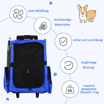 Hundetasche 2-in-1, atmungsaktives Oxford-Gewebe, blau