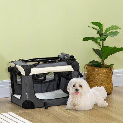 Faltbare graue Hundetasche mit Kissen, kleine Größe
