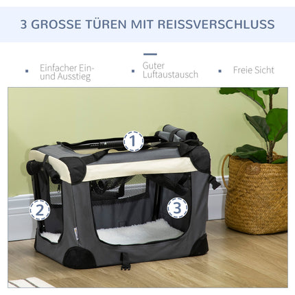 Faltbare graue Hundetasche mit Kissen, kleine Größe