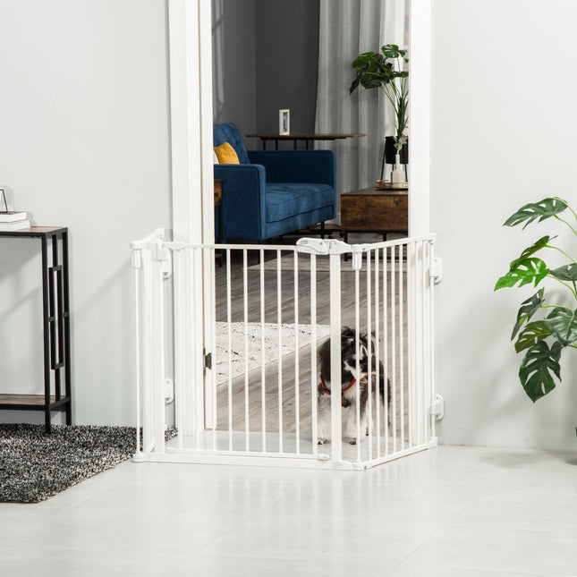 Faltbare Hundebarriere mit einstellbarem Winkel und automatischer Tür