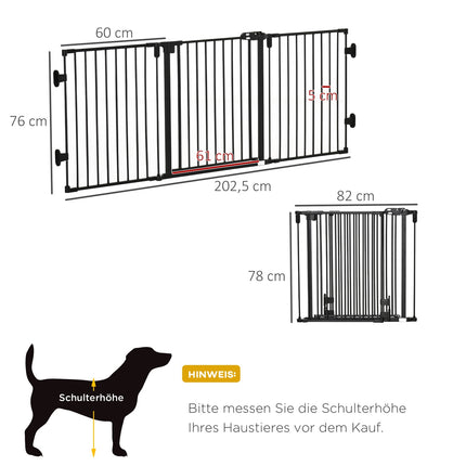 Verstellbares Hundeabsperrgitter mit automatischer Tür, 3 faltbare Paneele