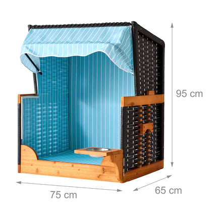 Hundeliegestuhl mit Napf – Holz & Rattan