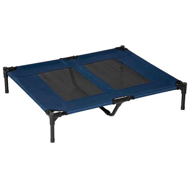 Panier pour chien, chaise longue d'extérieur pour chat, lit pour animal de compagnie, lieu de couchage, métal, tissu Oxford 600D, bleu, 91,5 x 76,2 x 18 cm