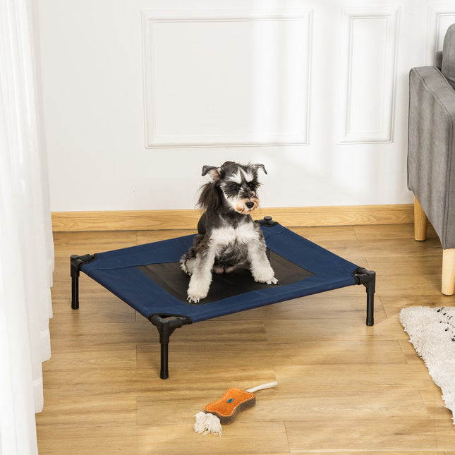 Panier pour chien, chaise longue d'extérieur pour chat, lit pour animal de compagnie, couchage en acier 600D, tissu Oxford bleu, 76,2 x 61 x 18 cm