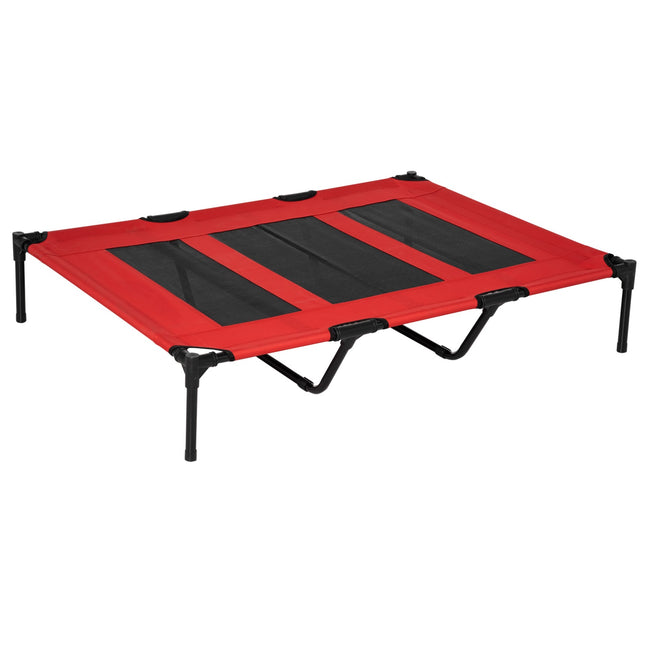 Panier surélevé pour chien, lit pour animal de compagnie, couchage pour grands chiens, métal Oxford rouge
