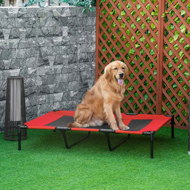Panier surélevé pour chien, lit pour animal de compagnie, couchage pour grands chiens, métal Oxford rouge