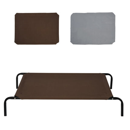 Hondenbed Outdoor Hondenligstoel Kattenbed Met Gaas Huisdierbed Slaapplaats Metaal Oxfordstof Koffie 130 X 80 X 20 Cm