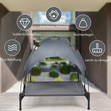 Dog Bed with Canopy Dog Lounger Garden Pet Bed and Tent 105 x 87 x 89 cm Gray