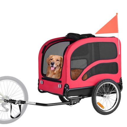 Dog Bike Trailer 45 kg Capacity, Foldable, Quick-Release Wheels