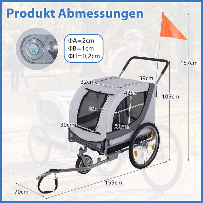 Hunde Fahrradanhänger & Buggy, 80kg Kapazität, Netzfenster