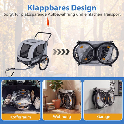 Hunde Fahrradanhänger & Buggy, 80kg Kapazität, Netzfenster