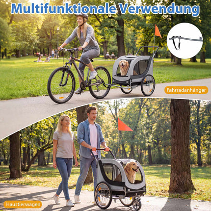 Hunde Fahrradanhänger & Buggy, 80kg Kapazität, Netzfenster