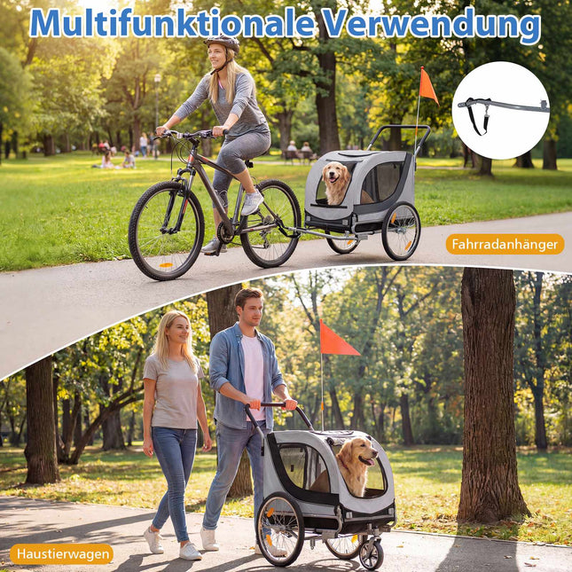 Hunde Fahrradanhänger & Buggy, 80kg Kapazität, Netzfenster