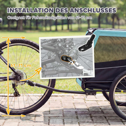Dog Bike Trailer, Metal Frame, 20kg Capacity, Blue