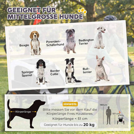 Hunde Fahrradanhänger-Buggy, 2-in-1, bis 20 kg, Weiß