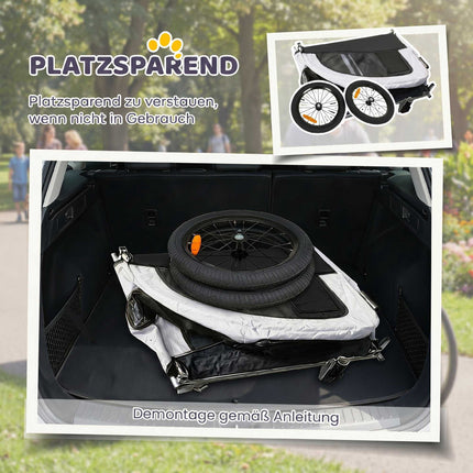 Hunde Fahrradanhänger-Buggy, 2-in-1, bis 20 kg, Weiß