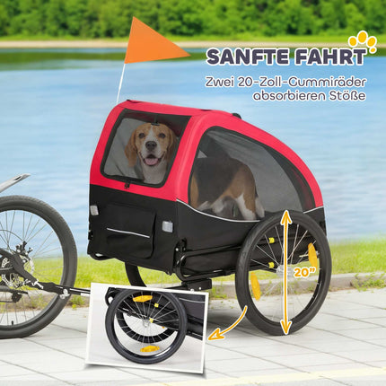 Dog Bike Trailer with 20" Wheels, Red/Black, 20kg Capacity