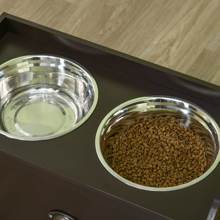 Erhöhte Hundefutterstation, 2 x 2L Näpfe aus Edelstahl