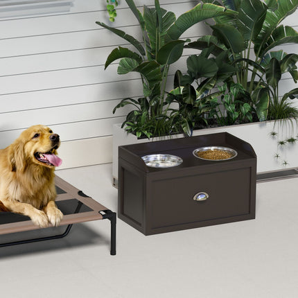 Erhöhte Hundefutterstation, 2 x 2L Näpfe aus Edelstahl